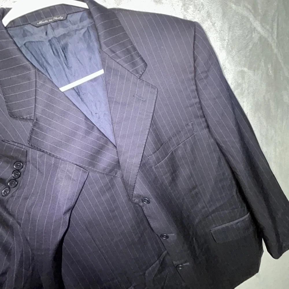 Canali Blazer Mens 42R Blue Wool Pinstripe Sport Coat Suit Jacket Italy Luxury